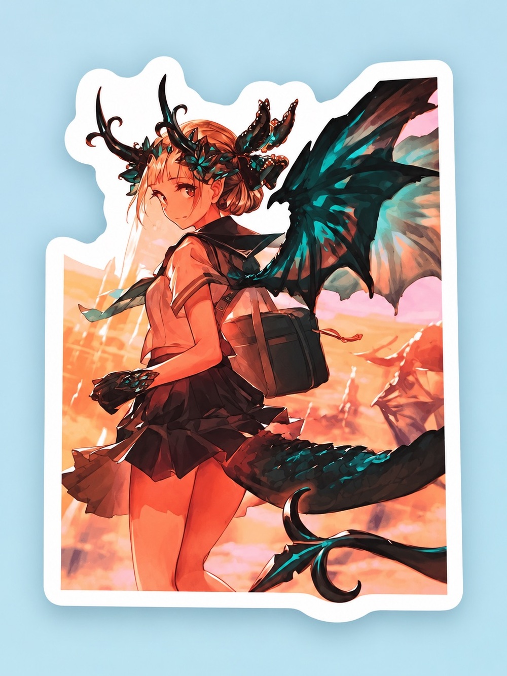 Dragon Girl Anime Fantasy Vinyl Sticker | Winged Demon